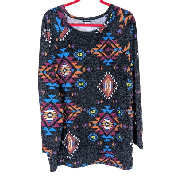 Women’s Heimish USA Aztec Print Lightweight Tunic Sweater 2XL Soft - Picture 1 of 6